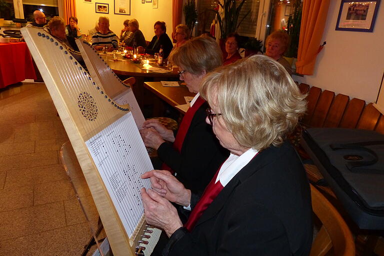 Die Veeh-Harfengruppe 'Zauberklang' umrahmte die Weihnachtsfeier des Herlheimer Frauenbundes musikalisch.