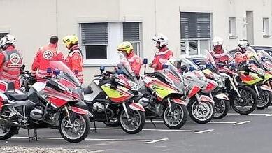 Jahrestreffen der Motorradstaffeln des Bayerischen Roten Kreuzes im Bezirk Unterfranken in Bad Brückenau       -  Jahrestreffen der Motorradstaffeln des Bayerischen Roten Kreuzes im Bezirk Unterfranken in Bad Brückenau