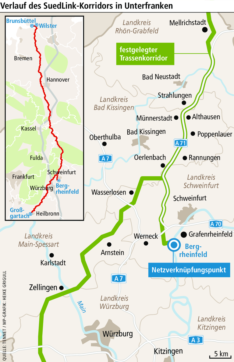 Korridor steht fest: So verläuft der SuedLink in Unterfranken