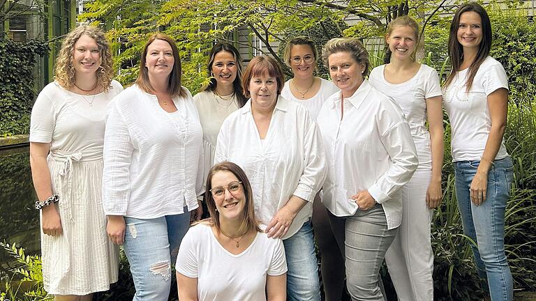 Die freiberuflichen Hebammen der Klinik Kitzinger Land freuen sich über das Vertrauen der (werdenden) Mütter und Väter (hinten von links): Mara Hilpert, Nicole Dunkelberg, Sina Böhm, Anett Vetter, Carolin Dietz, Elke Keller, Judith Bieber, Claudia Kaiser und (vorne) Jasmin Köhler. Die freiberuflichen Hebammen der Klinik Kitzinger Land freuen sich über das Vertrauen der (werdenden) Mütter und Väter (hinten von links): Mara Hilpert, Nicole Dunkelberg, Sina Böhm, Anett Vetter, Carolin Dietz, Elke Keller, Judith Bieber, Claudia Kaiser und (vorne) Jasmin Köhler. 