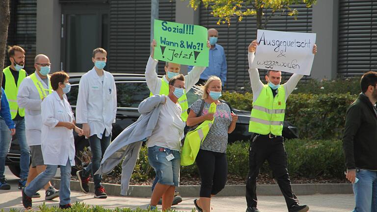 Widerstand in Altfeld: Im September protestieren Angestellte des Elektrotechnik-Konzerns Schneider Electric&nbsp;gegen die Verlegung von Arbeitsplätzen.