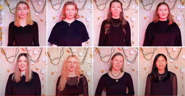 Miteinander ein Lied Einsingen, ohne gemeinsam in einem Raum zu sein. Für ihren Weihnachts-Popsong mit Gänsehautgarantie haben sich Viktoria Schmück, Edda Rumpel, Antonia Kohlhepp, Jelka Rabeler (obere Reihe von links) und Michelle Haberkorn, Lena Ort, Lilith Hofmann und Gabriella Sibucao (unten von links) nacheinander in der Musikschule eingefunden. Miteinander ein Lied Einsingen, ohne gemeinsam in einem Raum zu sein. Für ihren Weihnachts-Popsong mit Gänsehautgarantie haben sich Viktoria Schmück, Edda Rumpel, Antonia Kohlhepp, Jelka Rabeler (obere Reihe von links) und Michelle Haberkorn, Lena Ort, Lilith Hofmann und Gabriella Sibucao (unten von links) nacheinander in der Musikschule eingefunden.