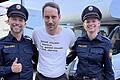Lilian und Andy Laacke hatten am Ende des 'Tatorts' am Sonntag in der ARD den Mordverdächtigen (Mitte) fest im Griff:&nbsp; Die beiden sind auch im echten Leben Polizeibeamte in Unterfranken und verstanden sich prächtig mit Schauspieler Sebastian Zimmler, den den Mörder im Franken-'Tatort' spielte.