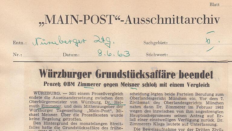 8. Juni 1963, Nürnberger Zeitung: Würzburger Grundstücksaffäre beendet