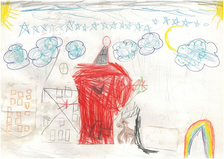 Im Bild von Malte Oestereicher (5) aus Reichenberg hat sich der Nikolaus in ein Haus verwandelt. Im Bild von Malte Oestereicher (5) aus Reichenberg hat sich der Nikolaus in ein Haus verwandelt.