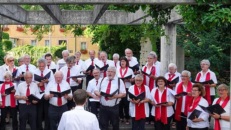 Den krönenden Schlussakkord des wunderbaren  25. Serenadenkonzerts des MGV setzten als voluminöser Klangkörper Männersänger und Gemischter Chor gemeinsam als Gesamtchor unter der Leitung von Stefan Schneider.