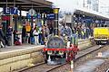 Mit Dampfkraft: Der Nachbau des historischen Zugs &bdquo;Adler&ldquo; fuhr am 6. Mai 2012 im Hauptbahnhof in Nürnberg ein. Die Dampflokomotive war die erste in Deutschland eingesetzte Lokomotive. Die erste offizielle Eisenbahnfahrt mit Dampfkraft in Deutschland fand mit dem &bdquo;Adler&ldquo; am 7. Dezember 1835 zwischen Nürnberg und Fürth statt.