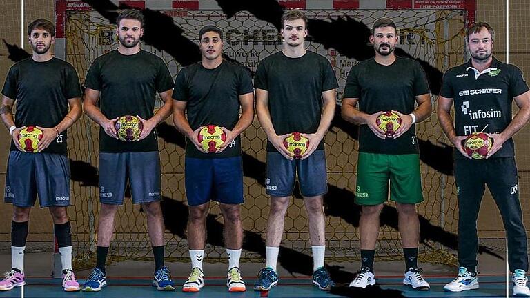 Die Neuzugänge der DJK Rimpar Wölfe für die Saison 2020/21 in der Zweiten Handball-Bundesliga: (von links) Tommy Wirtz, Marino Mallwitz, Yonatan Dayan, Valentin Neagu, David Kovacic und Trainer Ceven Klatt. Die Neuzugänge der DJK Rimpar Wölfe für die Saison 2020/21 in der Zweiten Handball-Bundesliga: (von links) Tommy Wirtz, Marino Mallwitz, Yonatan Dayan, Valentin Neagu, David Kovacic und Trainer Ceven Klatt.