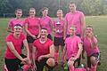 Posierende Sieger: Das Team &bdquo;SehrGay&ldquo; siegte beim Lülsfelder Waldfest-Gaudifußball-Turnier.