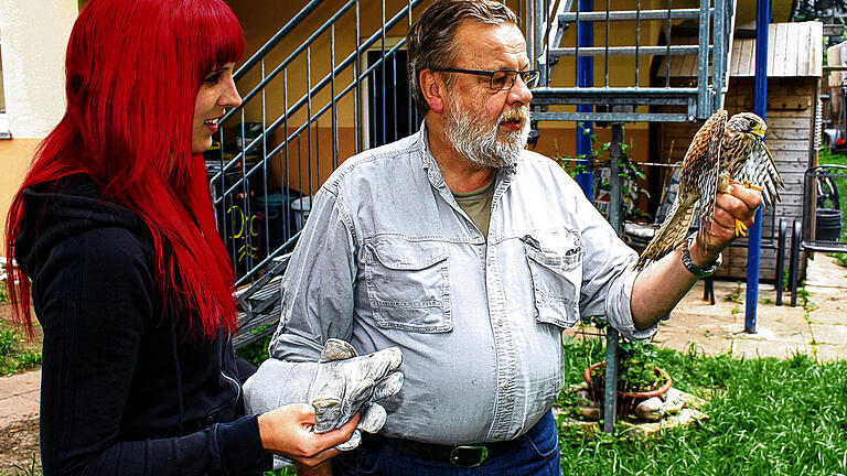 Der schönste Moment: Dr. Volker Döring lässt im Beisein von Tierarzthelferin Nina Niedermeier einen genesenen Jungfalken wieder frei.