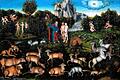 Als der Mensch noch in völliger Harmonie mit den Tieren zusammenlebte: Ausschnitt aus dem Gemälde &bdquo;Der Garten Eden&ldquo; von Lucas Cranach dem Älteren aus dem Jahr 1530 mit Adam und Eva.  Foto: art project, gemeinfrei