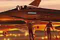 Appell       -  Zwei Eurofighter auf dem Neuburger Flugplatz bilden die Alarmrotte, die im Notfall ausrückt.