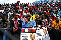 Hoffen auf einen Machtwechsel in Simbabwe: Anhänger von Präsidentschaftskandidat Morgan Tsvangirai bei einer Wahlkampfkundgebung.