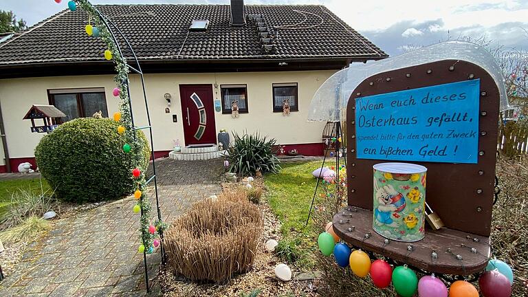 Für den guten Zweck: Am Osterhaus von Peter Mack in der Thüringer Straße 22 steht eine Spendenbox. Für den guten Zweck: Am Osterhaus von Peter Mack in der Thüringer Straße 22 steht eine Spendenbox.