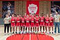 Die Regionalliga-Mannschaft der Würzburg Baskets Akademie. Hinten v. l.:  Alex King , Jaden Brown, Sebastian Burek, David Engelhardt, Hannes Steinbach, Tyrese Leoncé, Leon Kasche, Justus Knapp, Paul Nickola, Burkhard Steinbach. Vorne v. l.: Athletik-Trainerin Eva Grosser, Filip Vozar, Raamzi Touré, Lukas Roth, Emanuel Weymer, Cristos Braun, Elijah Ndi, Noah Wendland.