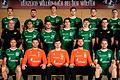 Der Kader der DJK Rimpar Wölfe für die Saison 2021/22 in der 2. Handball-Bundesliga: (hinten von links) Lukas Böhm, David Kovacic, Philipp Meyer, Valentin Neagu, Patrick Schmidt, Benedikt Brielmeier, (Mitte von links) Karola Endres (Betreuerin), Josef Schömig (Co- Trainer), Yonatan Dayan, Linus Dürr, Alexander Merk, Felix Jaeger, Hermann Helbing (Physiotherapeut), Julian Thomann (Trainer), (vorne von links) Felix Karle, Julian Sauer, Marino Mallwitz, Robert Tschuri, Andreas Wieser, Steffen Kaufmann und Dominik Schömig.