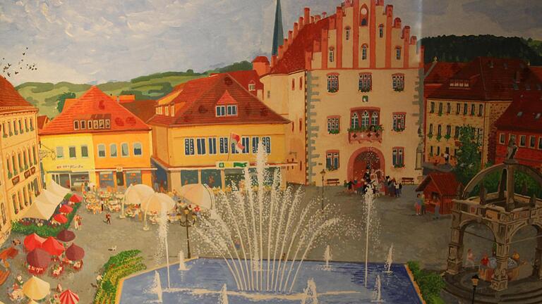 Hammelburgs Marktplatz war schon mehrfach im Blick des Kunstschaffenden, der ihn diesmal als sommerliches Ferienziel darstellte. - Hammelburgs Marktplatz war schon mehrfach im Blick des Kunstschaffenden, der ihn diesmal als sommerliches Ferienziel darstellte. Hammelburgs Marktplatz war schon mehrfach im Blick des Kunstschaffenden, der ihn diesmal als sommerliches Ferienziel darstellte. - Hammelburgs Marktplatz war schon mehrfach im Blick des Kunstschaffenden, der ihn diesmal als sommerliches Ferienziel darstellte.