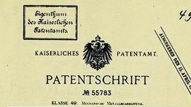 Die Patenschrift für die 1. Kugelfräsmaschine vom 17. Juli 1890.