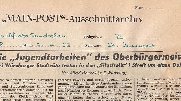 2. Februar 1963, Frankfurter Rundschau: Die 'Jugendtorheiten' des Oberbürgermeisters