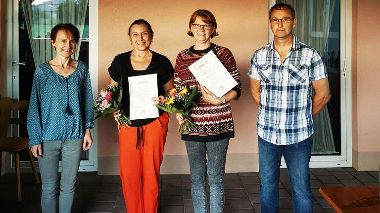 Wurden ausgezeichnet für ihre langjährige ehrenamtliche Tätigkeiten im Verein. Im Bild (von links) Katja Krines (Vorstandschaft), Sigrid Weinmann (zehn Jahre), Ruth Knorr (zehn Jahre) und Burkhard Höhn (Vorstandschaft). Jörg Skopp (zehn Jahre) fehlt auf dem Bild.