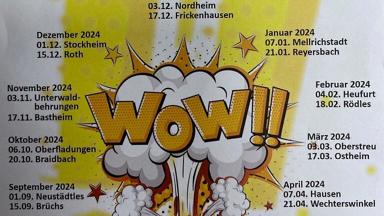 Eine 'Wow'- Aktion im Pastoralen Raum Mellrichstadt: Das 24-teilige Projekt 'bemerkenswert', das am ersten Advent in Nordheim beginnt. Die Flyer dazu werden nach den Gottesdiensten verteilt.&nbsp;