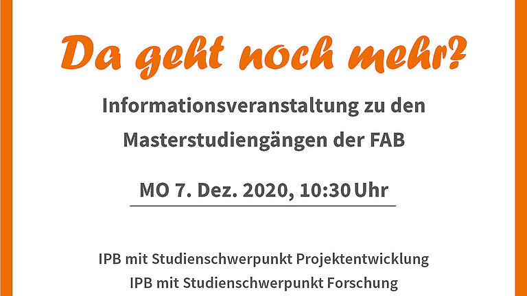 Die Einladung zur Informationsveranstaltung zum Masterstudium „Integrales Planen und Bauen“.