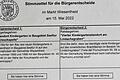 Ausschnitt aus dem Stimmzettel für die Bürgerentscheide in Wiesentheid am 15. Mai.