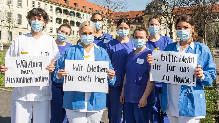 Das Pflegepersonal der Uniklinik Würzburg mit klarer Ansage an die Würzburger. In unserer neuen Kolumne 'Der gute Morgen' dankt die Unternehmerin Dagmar Wöhrl unter anderem den vielen Krankenschwestern und Ärzten, die lebensnotwendige Bereiche aufrecht erhalten.