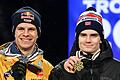 Andreas Wellinger und Marius Lindvik.       -  Skispringer Wellinger trifft vorerst nicht auf den gesperrten Lindvik.