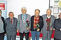 Bei der Ehrung der langjährigen Mitglieder (von links): MdB Sabine Dittmar, der erste Unterbezirksvorsitzende Heiner Schneier, die Geehrten August Werner, Horst Günter, Emil Däschner und Robert Renz, sowie der heutige Unterbezirksvorsitzende Matthias Kihn.