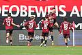 1. FC Nürnberg - Preußen Münster       -  Die Nürnberger Spieler bejubeln das Siegtor zum 3:2.