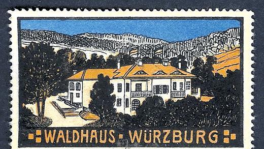Reklamemarke: Historische Werbung für das Waldhaus.