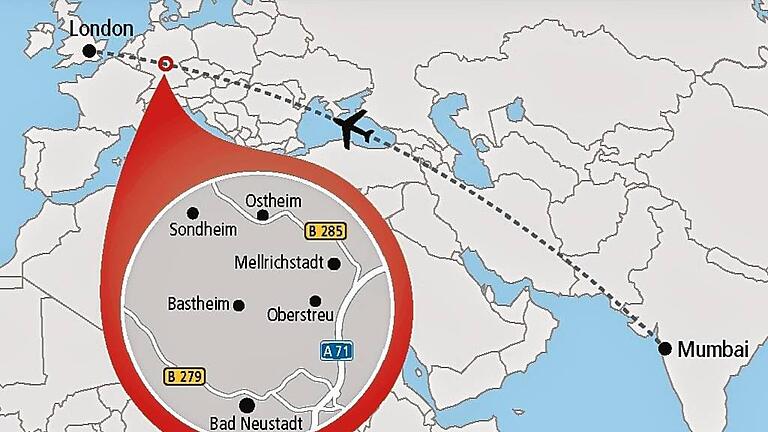 Flugbahn der Boing und (im Kreis) die Orte in der Rhön, in denen am Donnerstagnachmittag der intensive Knall wahrgenommen wurde. Flugbahn der Boing und (im Kreis) die Orte in der Rhön, in denen am Donnerstagnachmittag der intensive Knall wahrgenommen wurde.