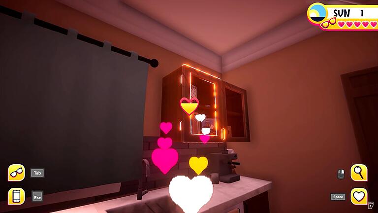 Screenshot aus dem Spiel Date Everything       -  Dieser schnuckelige Hängeschrank ist einer von über 100 Charakteren, die man im skurrilen Dating-Spiel Date Everything kennenlernen kann.