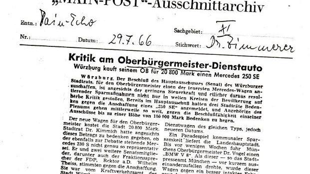 29. Juli 1966, Main-Echo: Kritik am Oberbürgermeister-Auto