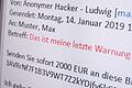Internet-Erpresser drohen Firmen mit rufschädigenden E-Mails       -  Keine Panik: Wer eine Erpresser-Mail (zum Beispiel bezüglich eines vermeintlichen Pornovideos) erhalten hat, sollte auf keinen Fall auf die Forderungen eingehen.