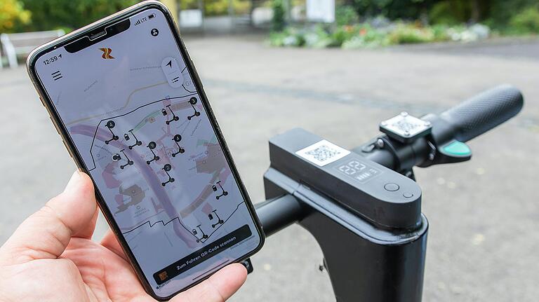 Über die App können Nutzer erkennen, wo sich die abgestellten E-Tretroller befinden. Über die App können Nutzer erkennen, wo sich die abgestellten E-Tretroller befinden.