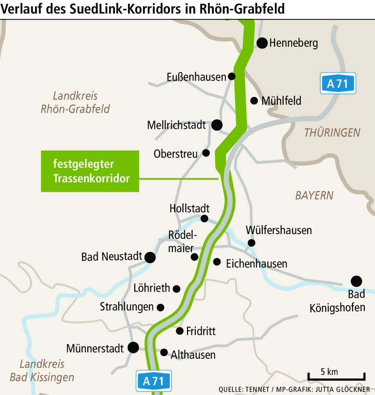 So verläuft der SuedLink in Rhön-Grabfeld So verläuft der SuedLink in Rhön-Grabfeld