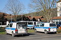 Bundespolizei vor der Scherenberghalle in Gemünden.