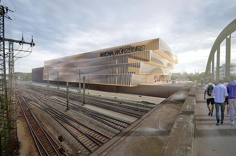 Eine Visualisierung der geplanten Multifunktionsarena östlich der Grombühlbrücke in Würzburg. Sie ist das Ergebnis eines Gestaltungswettbewerbs, den die Projektgesellschaft ausgeschrieben hatte. Eine Visualisierung der geplanten Multifunktionsarena östlich der Grombühlbrücke in Würzburg. Sie ist das Ergebnis eines Gestaltungswettbewerbs, den die Projektgesellschaft ausgeschrieben hatte.