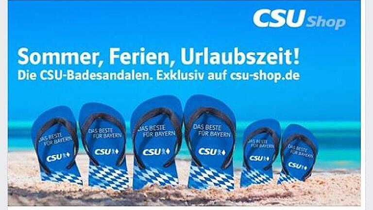 So spottet Simone Tolle über die Badeschlappen aus dem CSU-Onlineshop.