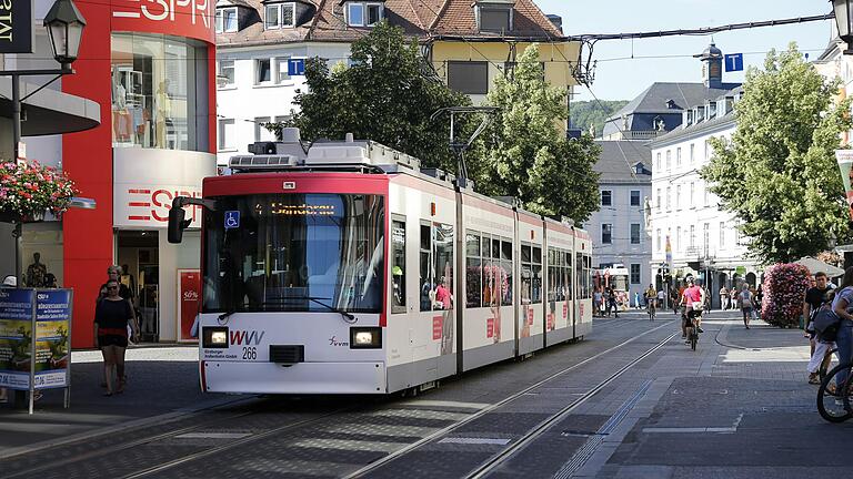 Straßenbahnverkehr in Würzburg.