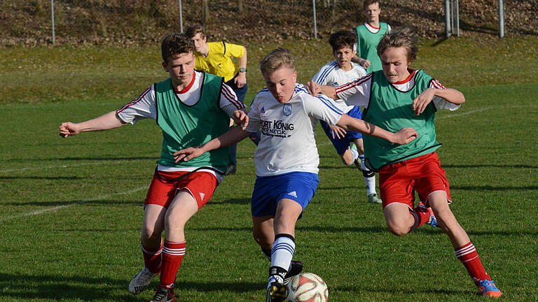 Über 400 Kinder und Jugendliche unter 18 Jahren gehören derzeit dem TSV Münnerstadt an (im Bild: U 15-Spiel Winkels gegen Münnerstadt in Blau/Weiß). Archivfoto: ssp       -  Über 400 Kinder und Jugendliche unter 18 Jahren gehören derzeit dem TSV Münnerstadt an (im Bild: U 15-Spiel Winkels gegen Münnerstadt in Blau/Weiß). Archivfoto: ssp