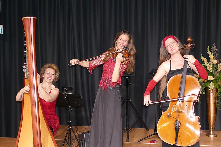 Als drei Musikerinnen voller Leidenschaft zeigte sich das Trio 'Tres con Pasion' mit Anne Kox-Schindelin (Harfe), Daniela Reimertz (Violine) und Birgit Saemann (Cello) beim Jubiläumskonzert des Hospizvereins Main-Spessart.