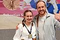 Die Bayerische Meisterin Sarah Hartmann mit ihrem Trainer Tobias Lacheta.