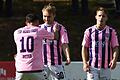 Timo Pitter (von links) hat im Spiel gegen den TSV Buchbach auf Vorlage von Philipp Harlaß zum 1:0 für den TSV Aubstadt getroffen, Leonard Langhans legte später das 2:0 nach.