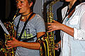 Saxophon-Duett: Emma Bratge und Katrin Reichert, beide Q 11, beim Sommerkonzert des BNG in Marktheidenfeld.