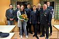 Das Foto zeigt (von links) Feuerwehrreferent Moritz Hornung, 2. Kommandant Sebastian Barth, Kassiererin Jenny Elflein, 1. Kommandant Christian Strobel, Martin Schmiedel, Dieter Söllner, 1. Vorsitzender Erwin Strobel und 2. Vorsitzender Waldemar Herliz.
