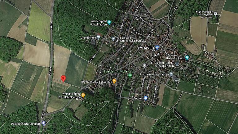 Westlich von Üchtelhausen soll das neue Gewerbegebiet entstehen.