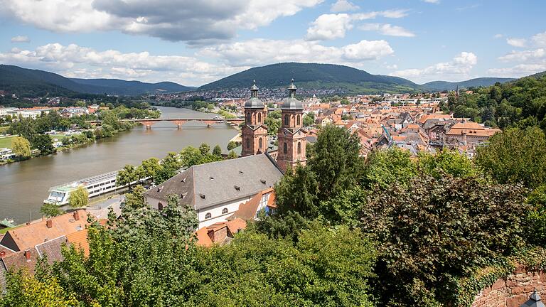 Schöner Blick über Stadt und Fluss:&nbsp; Aussicht von der Miltenburg auf Miltenberg.